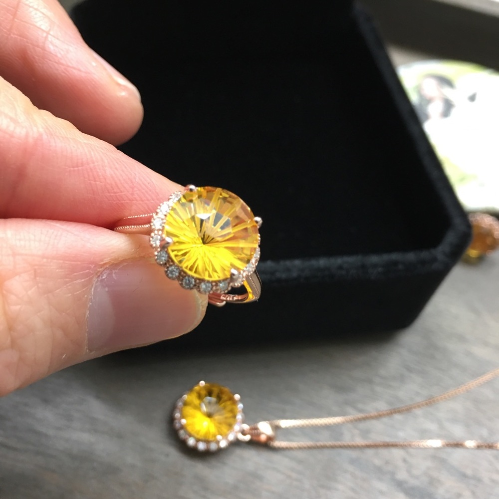 Certified Natural Citrine Solid Silver 4 Piece Set - Picture 4 of 16